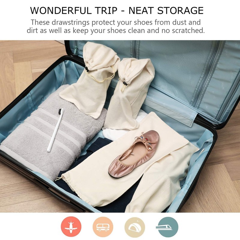 PlasMaller Shoe Storage Bags 100% Cotton with Drawstring For Men
