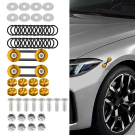 4PCS Bumper Quick Release, Front and Rear Bumper Fasteners, 8 Quick Release Tabs with 24 O-Ring Fastener, 8 Washers and 8 Screws, Universal Car Bumpers Steel Screws Kit for Car Bumper (Gold, 4PCS)