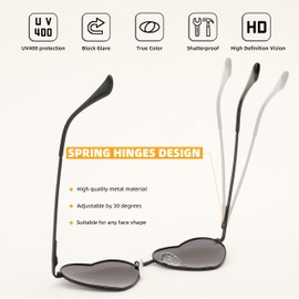 FEISEDY Heart Shaped Polarized Sunglasses Metal Frame Stylish Love Sun Glasses Party Eyewear B2375