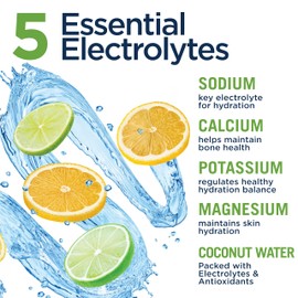 Vitamin Hydrate Electrolyte Hydration Mix, Electrolytes Powder, Supports Hydration with Coconut Water, Keto Friendly, Vegan, Sugar Free, Lemon Lime, 30 Servings