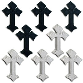 Cross Patches Iron On Cross Embroidery Applique Patch, DIY Decor Patches for Clothing Jeans Jackets Backpacks Hats Shirts (24 Pieces Black White)