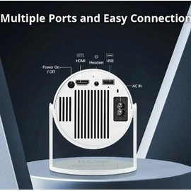 HY300 Portable Projector Smart Home Theater WiFi Wireless Projection BT4.2 LED Game Projection 4K 1080p HD Audio Cable Screen