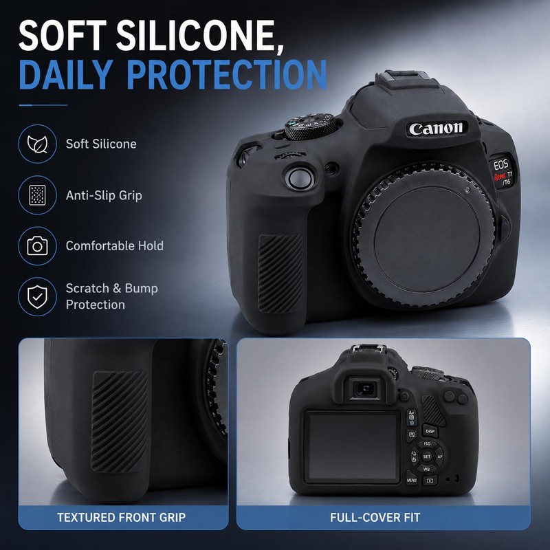 Seltureone Case for Canon EOS Rebel T7/T6 with 2-Pack Screen