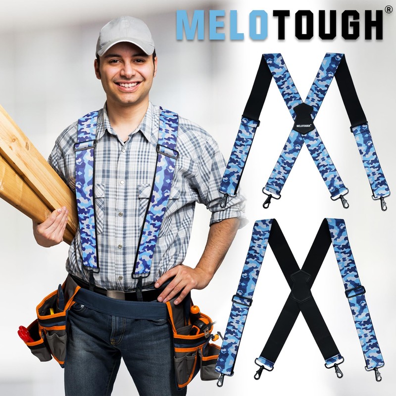 MELOTOUGH Men Suspender 2 Inch Wide Camouflage Suspender Heavy Duty