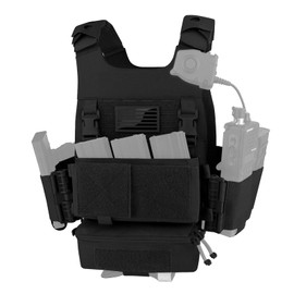 PETAC GEAR Low Profile MOLLE Vest Set for Men -Quick Release Tactical Elastic Cummerbund With Mini Drop Pouch （BK）