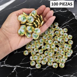 100 Abalorios San Judas Tadeo Dijes Espaciadoras Para Pulseras Collares Llaveros Bisuteria Manualidades Decorativos Cuentas Separadores Doble Cara Redondos Set 100 Piezas (Dorado)
