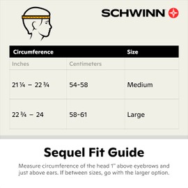 Schwinn Sequel ERT Bike Helmet for Adult Men Women Ages 14 and Up, Can Fit Head Circumference 58-61 cm, 12 Vents, Removeable Padding, Adjustable Fit, Large Black