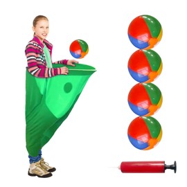 Granny Pants Yard Game for Adults Throw and Catch Ball Game Set Garden Granny Pants Outdoor Game for Birthday Family Reunions Party - with 4Pcs Big Bouncy Balls and Air Pump (Green)