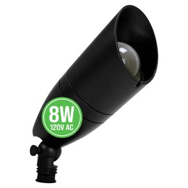 Outdoor Landscape Spotlights – 3000K/4000K/5000K Color Changing Options in Aluminum Housing – 120V Integrated LED Outdoor Spot Light with Shroud for Yard, Lawn, Garden Walkway and Pathway (8W, Black)