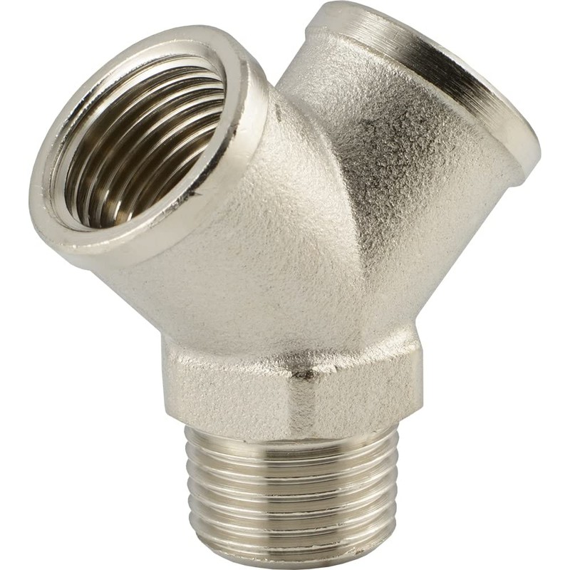 Fittingteile Y-piece brass nickel-plated distributor internal/external thread fittings (design: Y-piece