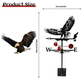 Domigard Flying Eagle Metal Weather Vane, Personalized Weathervane Wind Direction Indicator, Weather Vanes Roof Mount,Wind Vane Outdoor Decor for Farmhouse Yard Chicken Coop Cupolas,Housewarming Gifts