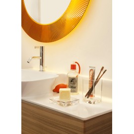 Kartell Boxy Zahnbürstenhalter, Plastik, Klar, 10.5 x 10.5 x 2.5 cm