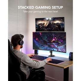 HUANUO 17-32 Inch Dual Monitor Stand, Gas Spring Dual Monitor Mount, Monitor Stand 2 Monitors, Ergonomic Adjustable Tilt/Swivel/Rotate, Weight Max 19.8 lbs, VESA 75/100mm