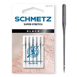 SCHMETZ Sewing Machine Needles | 5 Black Super Stretch Needles | HAx1 SP SU | Needle Thickness 75/11 | With Non-Stick Coating for Gentle Processing of Sensitive Highly Elastic Fabrics