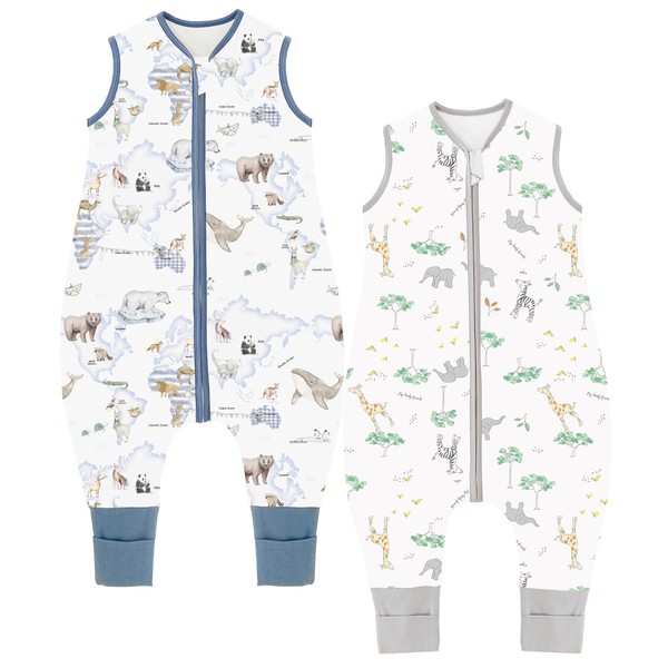 Chilsuessy Baby Sleeping Bag with Feet, Pack of 2, 1.5