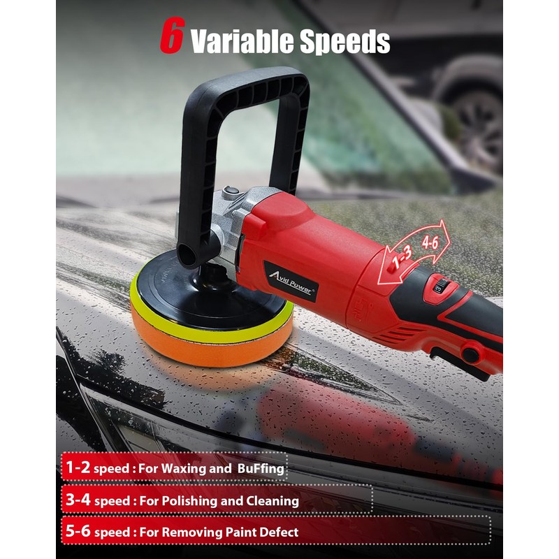 AVID POWER Car Buffer Polisher, 1200W 7 Inch/6 Inch Rotary