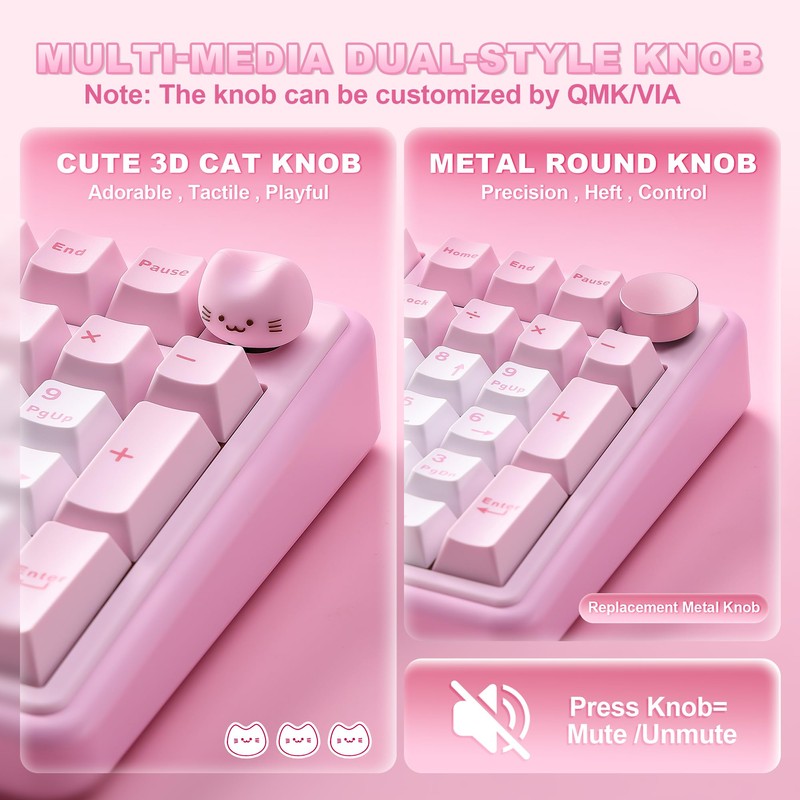 YUNZII B98 PRO 96% Wireless Mechanical Keyboard(Pink, Candy Switch)