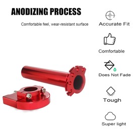 Adsspro Motorcycle CNC Aluminum Universal Throttle Grip 7/8" 22mm Quick Twister Tube Motorized Lever Control with Handle bar Hand Grips for Most Scooter Sportbikes R1 R6 R6S R3 ATV Motorbike (Red)