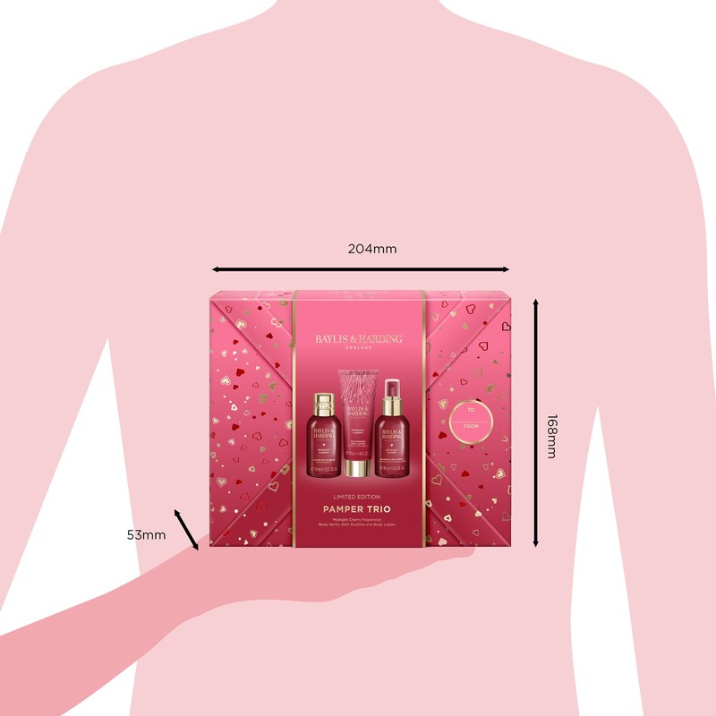 Baylis & Harding Midnight Cherry Gift Wrapped Pamper Trio Gift