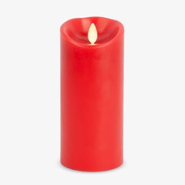 Luminara Flameless LED Battery Operated Flickering Pillar Moving Flame Candles (True Red, 3" x 6.5")