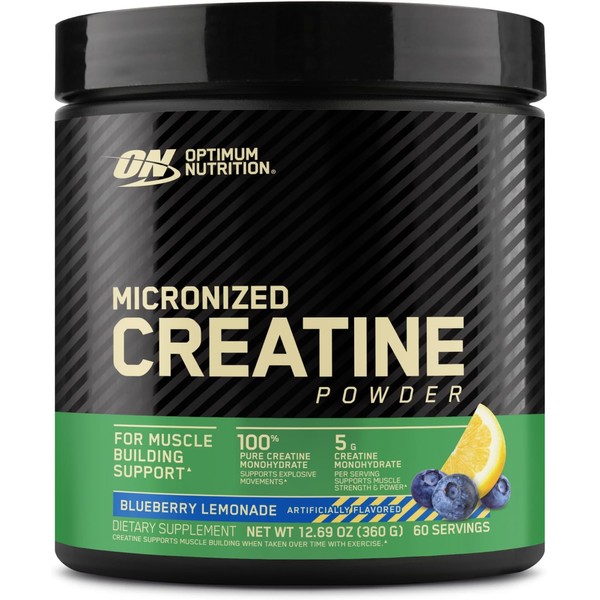 Optimum Nutrition Micronized Creatine Monohydrate Powder, Blueberry Lemonade Creatine, 60