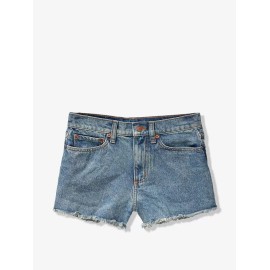 Victoria's Secret VICTORIAS SECRET LOVE PINK HIGH WAISTED CUT OFF JEAN SHORTS INDIGO DENIM SZ 25