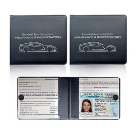 Ziciner Car Registration Insurance Holder, 2Pack Essential Auto Card Document Glove Box Organizer with Velcro Closure, Vehicle Interior Accessories Perfect for Most Car, Truck, SUV (Black/Small Car)