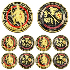 Nosiny 10 Pcs Put on The Whole Armor of God Coin Religious Prayer Coins for Christian Church School(Novel Style)