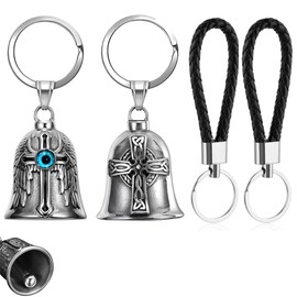 VONJUMA 2 Pcs Guardian Bell Biker Bell Motorrad Glocke Mit 2 Schlüsselanhänger Glücksbringer Edelstahl Motorradglocke Schutzglocke Reitglocke Schlüsselanhänger Für Segne Den Frieden