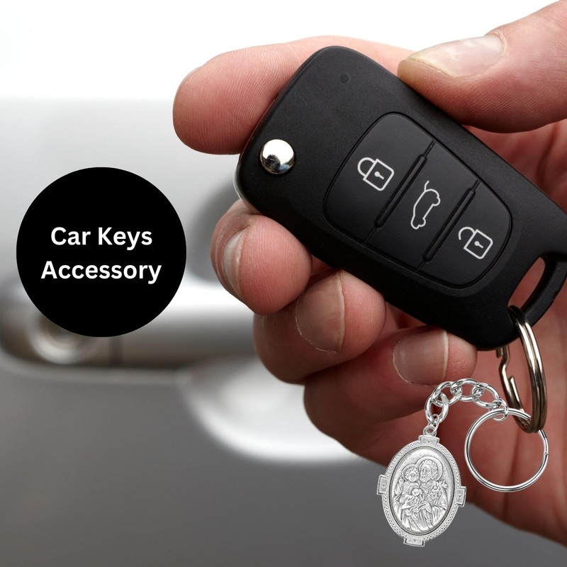 Needzo Saint Joseph Medal Keychain, Religious Key Ring Accessory, 4.5