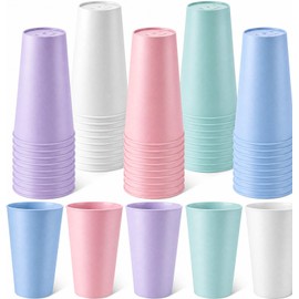 Yungyan 50 Pcs Unbreakable Plastic Cups 16oz Thickened Reusable Plastic Cup Stackable Water Tumblers Drinking Cup for Kitchen, Outdoor, Bpa-free, Dishwasher Refrigerator and Microwave(Bright Color)