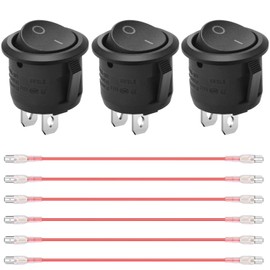 Rocker Switch 5A 250V/10A 125V DIY Waterproof Self-Locking On/Off 3 Pieces+6 Wires