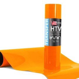V2 Pro Heat Transfer Vinyl Film HTV Roll (Fluorescent Orange, 12 Inch x 60 Inch)
