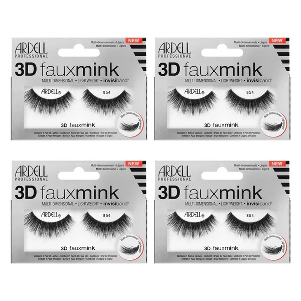 Ardell False Eyelashes 3D Faux Mink 854, 4 pairs