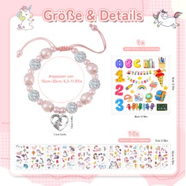 Moizkna School Gift Girls, School Child Gift Bracelets, School Enrolment Girls School Cone Filling First Day of School Gifts for School Child 2025 Girls Lucky Charm, One size, Plastic, Created Diamond