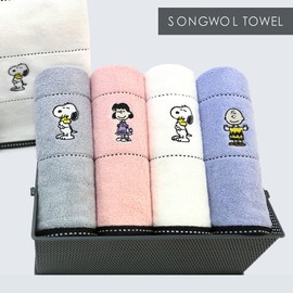 Songwol Towel Snoopy Friends 40 5 cute character towels 140g, 5 pink / 송월타올 스누피프렌즈40 귀여운 캐릭터타월 140g 5장, 분홍5장