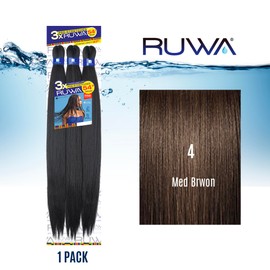 Sensationnel Ruwa prestretched braiding hair - 3x 54 inch water repellent kanekalon fast dry synthetic sports itch free (1 pack, 4 MEDBROWN)
