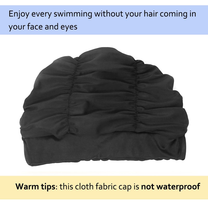 Honbay Pleated Swimming Cap Long Hair Swim Cap Bathing Cap,