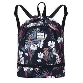 HAWEE Waterproof Drawstring Backpack with Inner Pocket Large Gym Bag Drawstring Daypack Drawstring Bag Sports Bag Unisex for Women Men Travel Everyday School Outdoor Yoga Swimming Beach, Red leaves +