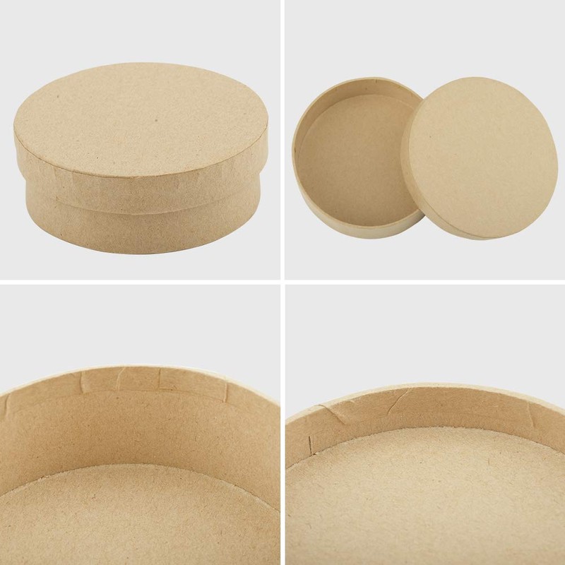 WANDIC Paper Mache Boxes - Set of 3 Round Kraft