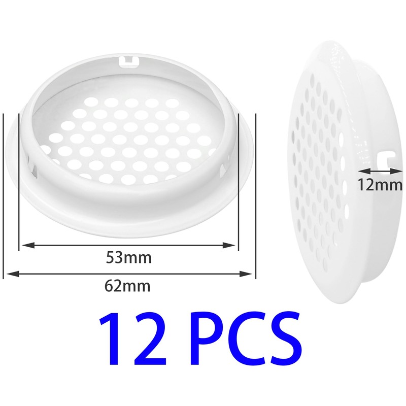 12 PCS Round Louver Grill Cover Air Vents (White)