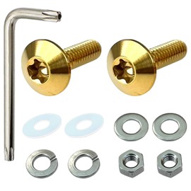 RENPA Motorcycle Titanium Alloy License Plate Bolt Smart Design Vehicle Inspection Compatible (Gold)