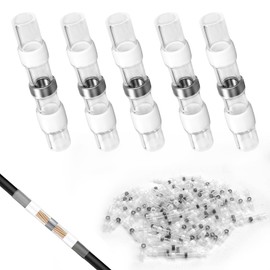 TESSTSY 120 Piece Solder Connector Set, Shrink Connector, Cable, Crimp Connector, Waterproof, Solder Sealing Wire Connector, Heat Shrink Tube with Solder for Marine, Boat, Electronics Industry (White)