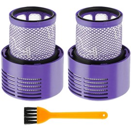 Vacuum Filter Replacements Parts for Dyson V10 Cyclone Series, V10 Absolute, V10 Animal, V10 Total Clean, V10 Motorhead, SV12, Part No. 969082-01 (2 Pack Filters/1 Clean Brush)