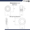 M8 Nut, Bolt & Spring Washer Set - 10 Pack: