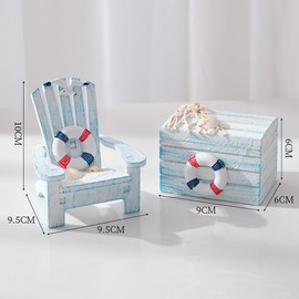 AzsVbvs 2 Pack Wooden Handmade Mini Chair Box Beach Decor Nautical Theme Decoration for Home Office Desk (Starfish)