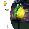 Afirst Solar Frog Garden Stake Lights Hand Blown Glass Decorative