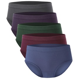 BAMBOO COOL Womens Underwear, Moisture-Wicking Briefs, Soft and Breathable Panties, Mid Waist, 5-Pack
