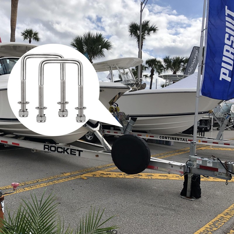 4 Set Stainless Steel Square U Bolt Kit for Boat