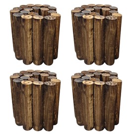 Wood Garden Fence, Natural Wooden Solid Log Edging Border Decorative for Flower Bed Barriers and Landscape Fencing (4PACK)